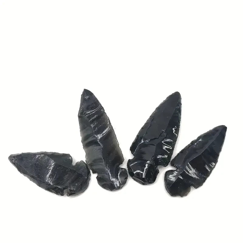 3pcs Obsidian Arrow Shaped Natural Raw Stone Handmade DIY Pendant Necklace