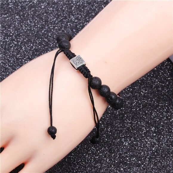 7 Chakra Lava Rock Bracelet Natural Stone Beads Yoga Healing Adjustable NWT