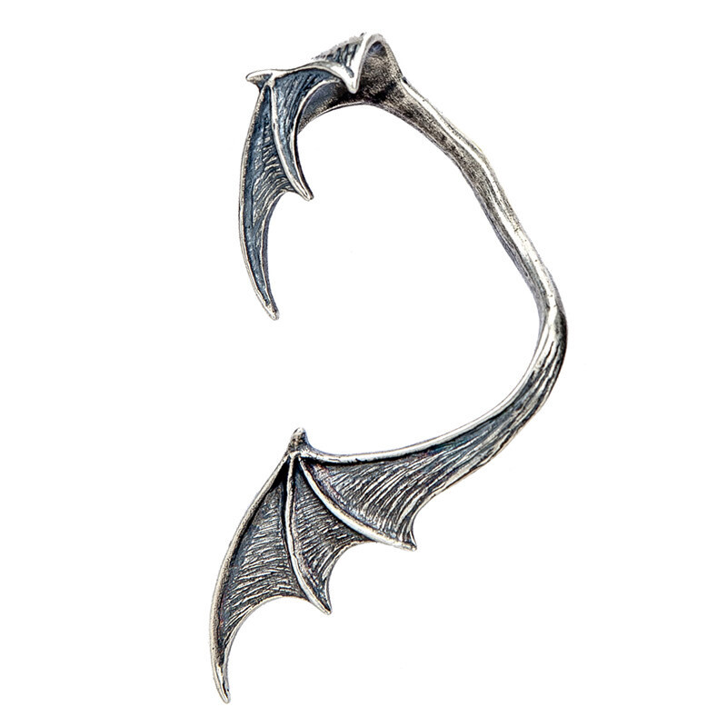 Anti-allergic Gothic Bat Wing Ear Clip Ear Sterling Silver Climber Earrings Fast
