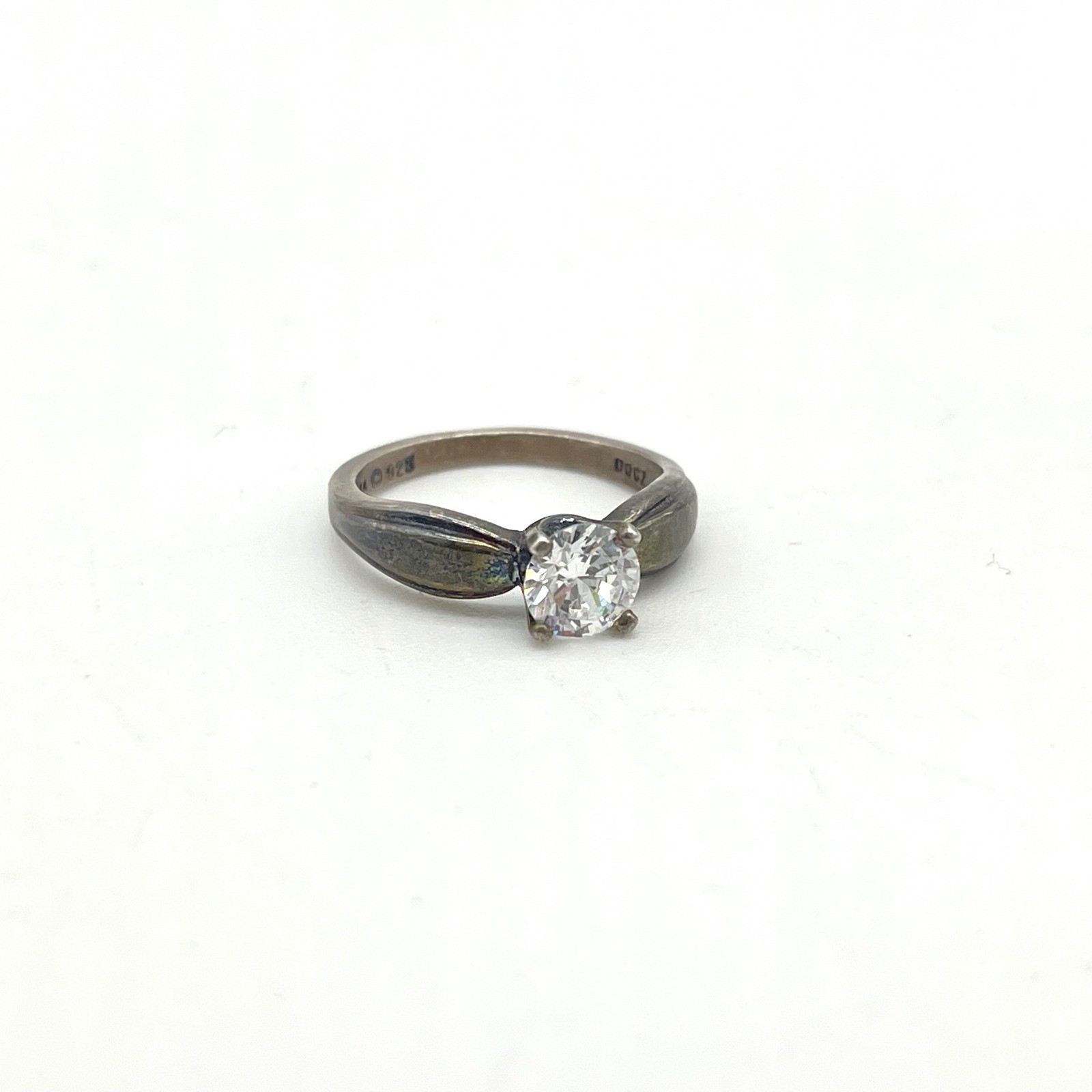 Kabana 925 Sterling Silver Ring Round Cut CZ Solitaire Vintage Size 6