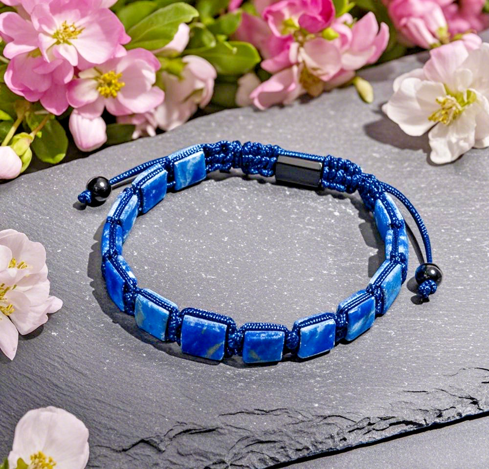 Handmade Lapis Lazuli Square Beads Braided Bracelet Bohemia Punk Gifts for Men