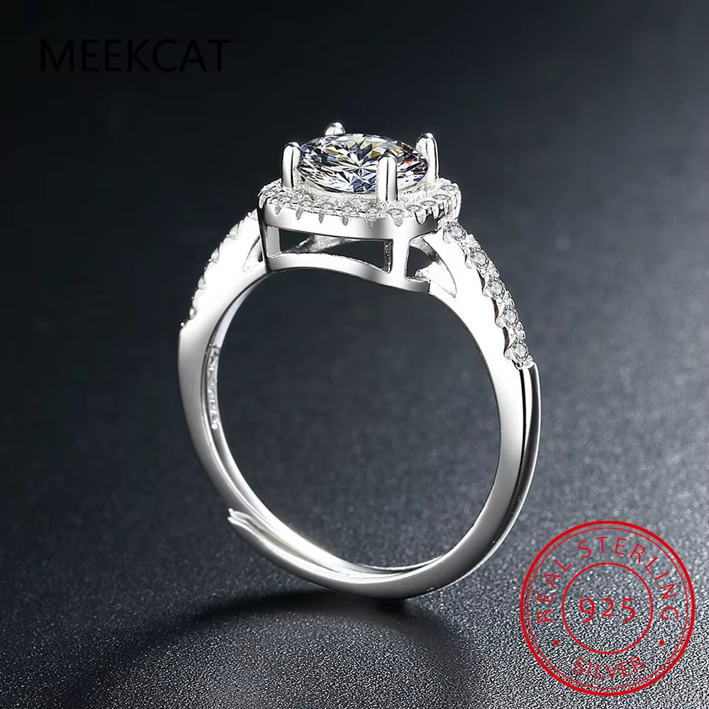 Wedding Ring Engagement Sterling Silver Plated Round Cut CZ Adjustable Size R52