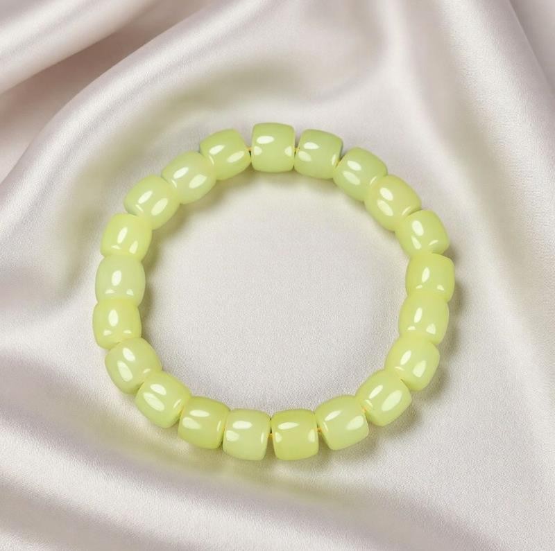 Girl Grandma Mother Lady Women Yellow Jade Beads Bracelet Jewelry Gift Box DD177