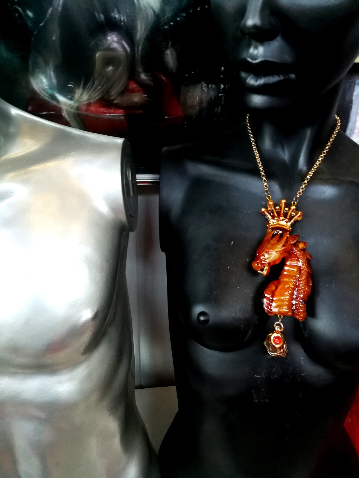 Dragon Crown Evil Eye Talisman Necklace Jewelry Pendant Golden Amulet Giada Bib