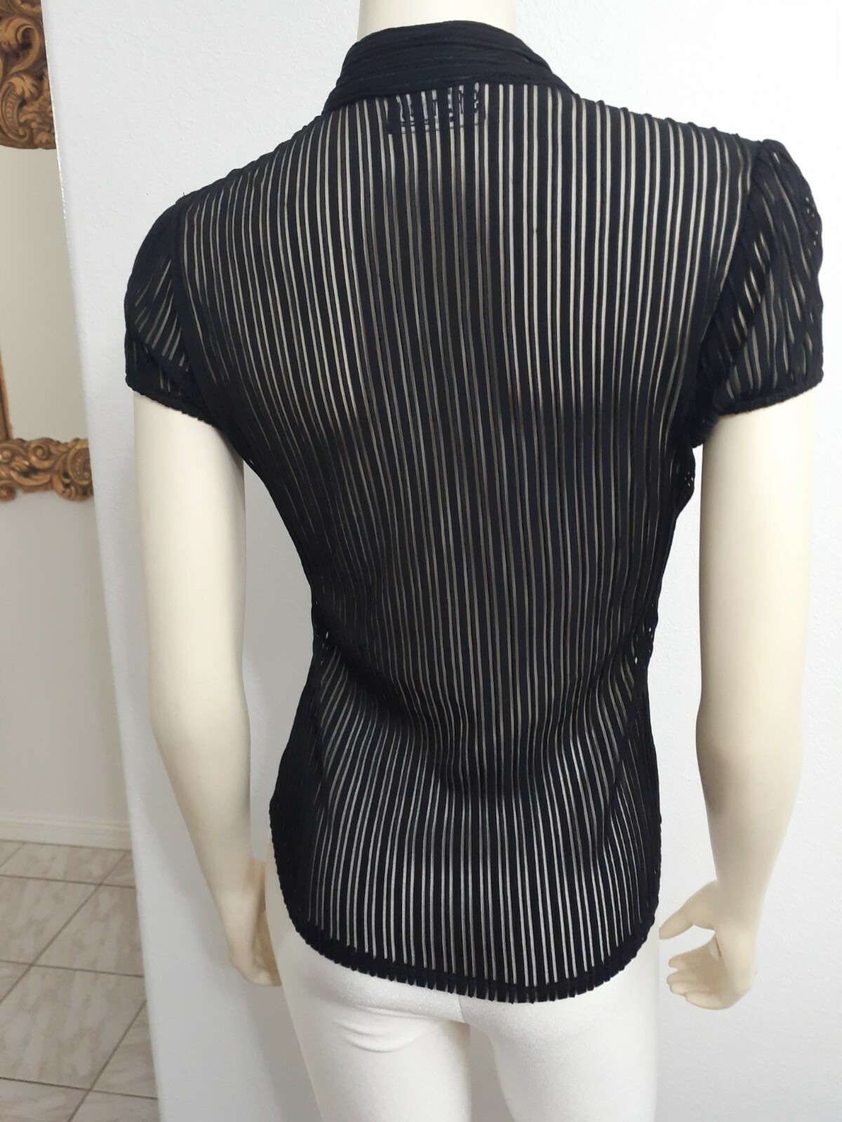 Street Code made in USA women blouse size med. black sheer stretches some.