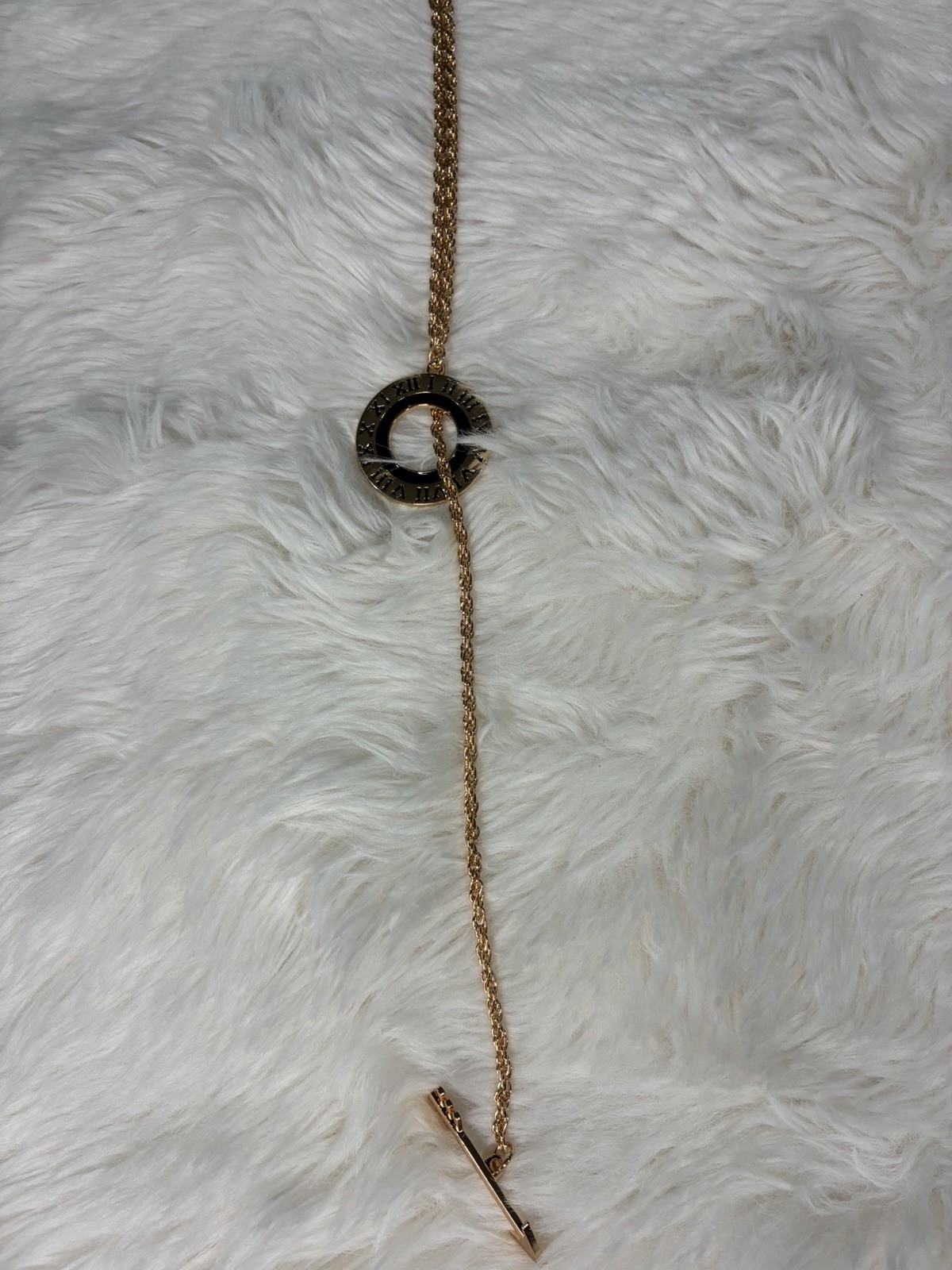 Paparazzi Gold Tone Clear Crystal Pavé Round Charm Lariat Y-Drop Necklace