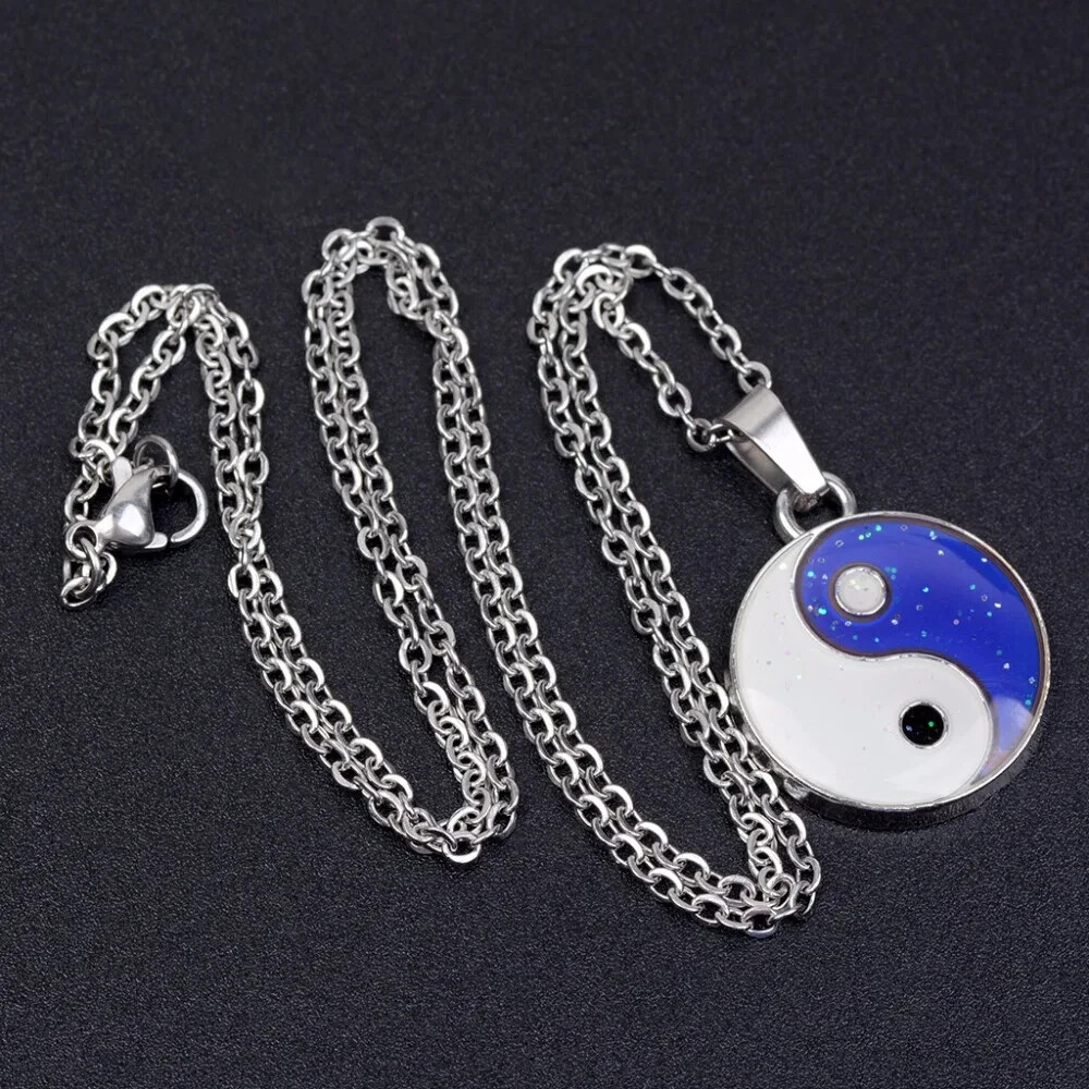 Taoist Mood Meter Silver Yin Yang Changes Color Pendant Jewelry