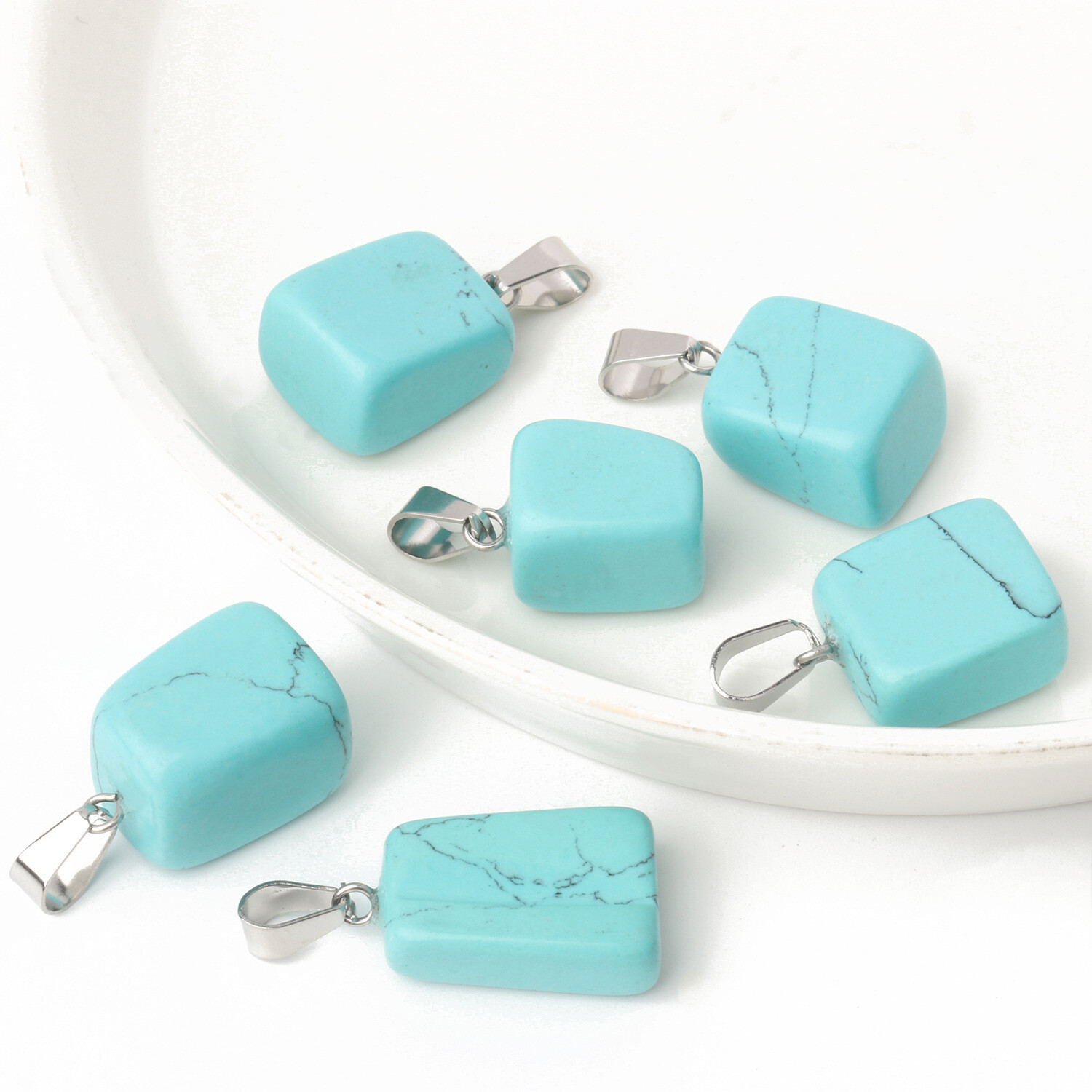 30pcs Artificial Turquoise Stone Irregular Pendants Beads DIY Jewelry Making