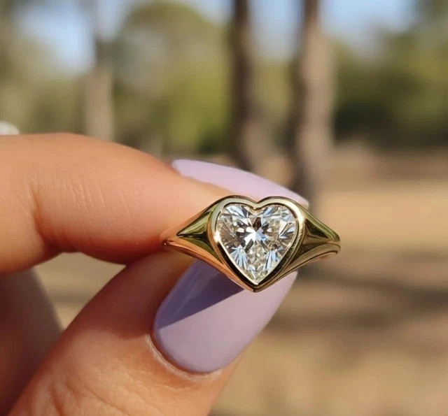 Heart Cut Simulated Diamond Fancy Wedding Band Ring In 14k Yellow Gold Plated