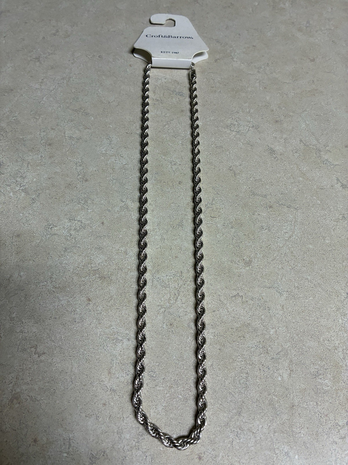 Kohls Croft & Barrow Silver Tone Necklace, New, 23”