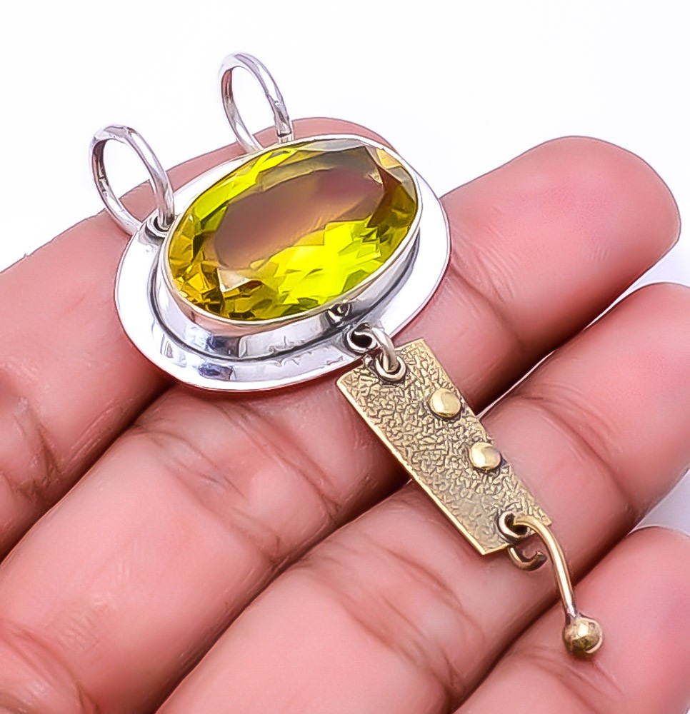 Bi Colour Patro Tourmaline 925 Silver Two Tone Jewelry Pendant 2.15″ P243_54