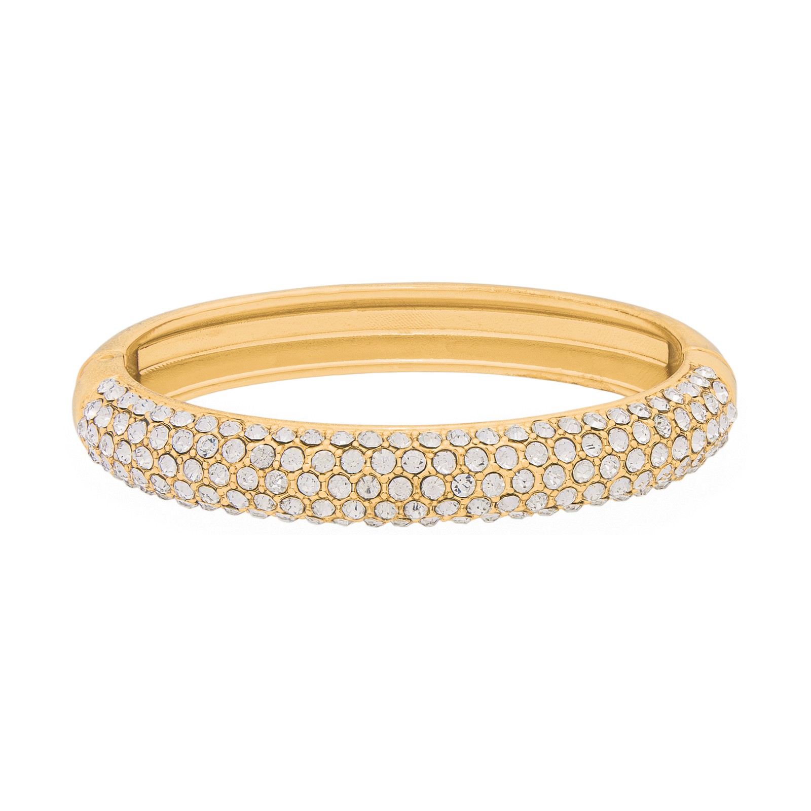 Women’s Gold-Tone Pavé Rhinestone Bangle Bracelet Elegant Statement Jewelry