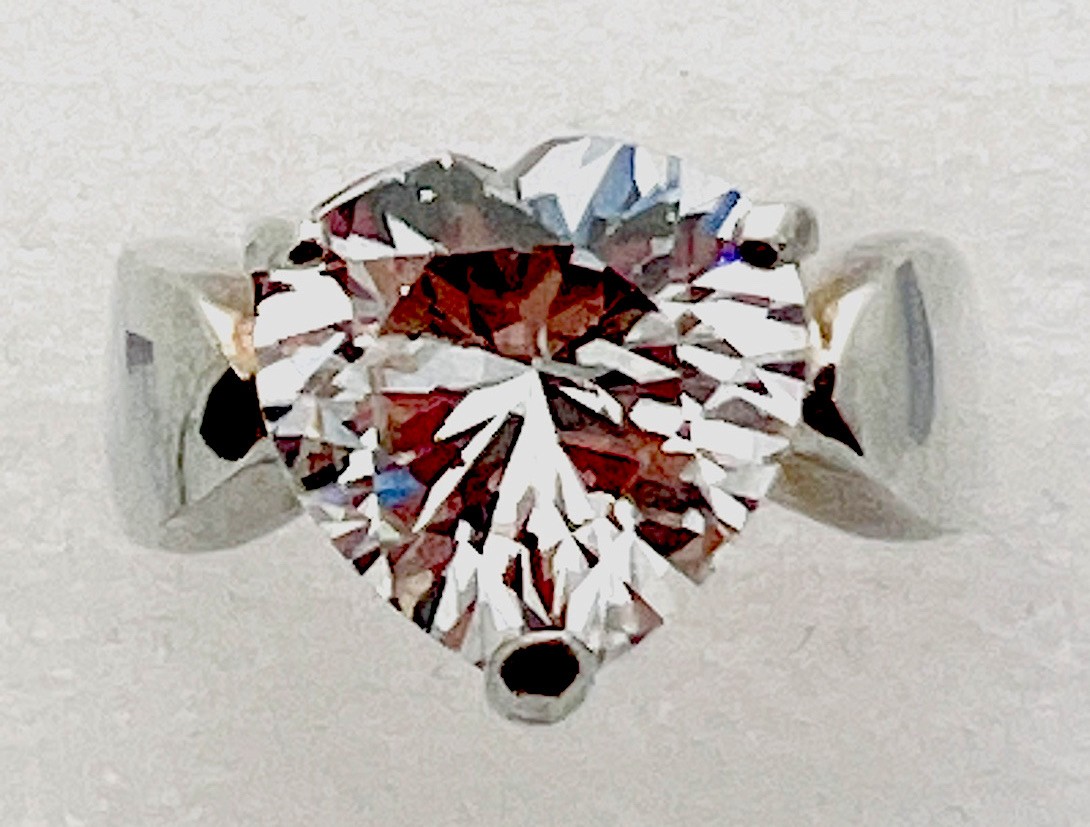 Sterling Silver 925 7.4 Gram Prong Set Large Heart CZ Ring Size 8