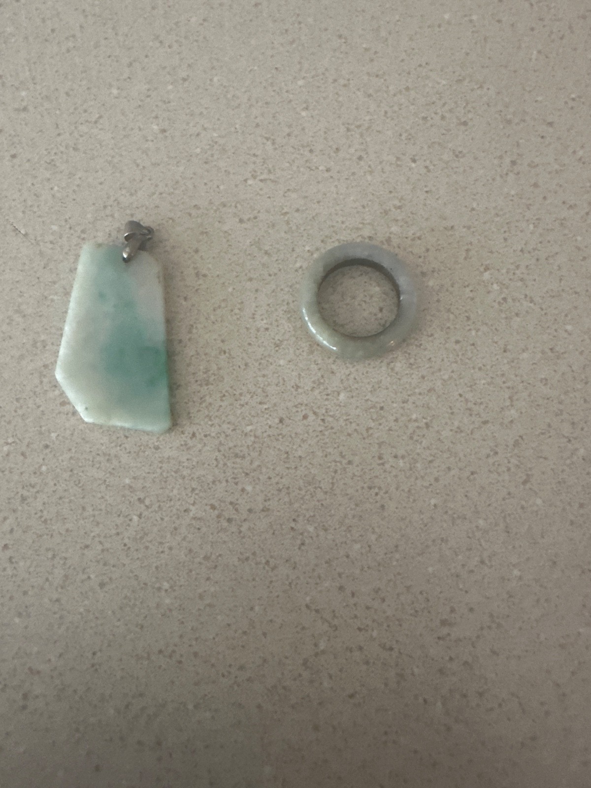95% jade ring and pendant: size 5-6 ring and 1.5 in pendant