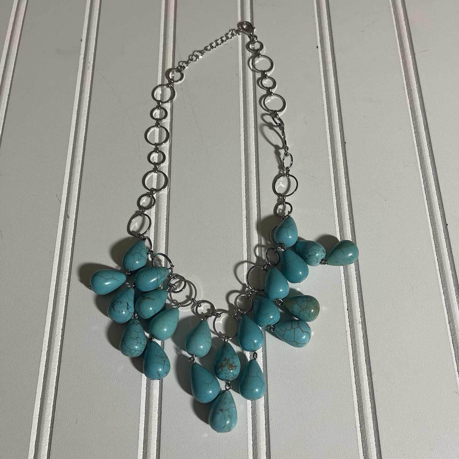Turquoise Stone Inspired Necklace 9 inches long