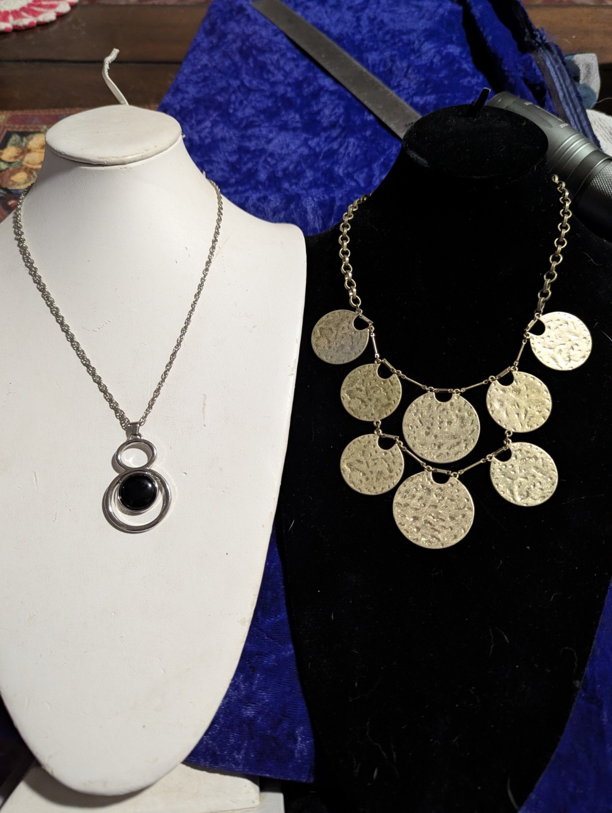 LaneBryant Coin Like Necklace Gold Tone And A Black Pendant Unmarked Necklace