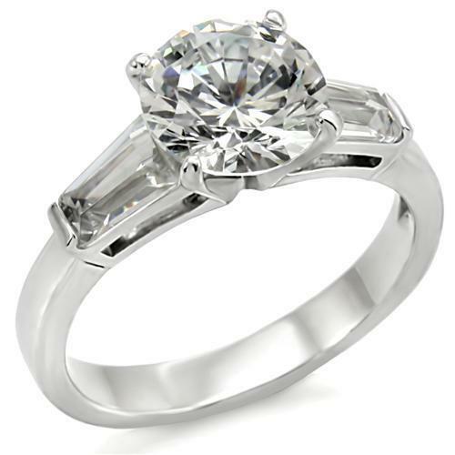 TK005 – High polished (no plating) Stainless Steel Ring with AAA Grade CZ in