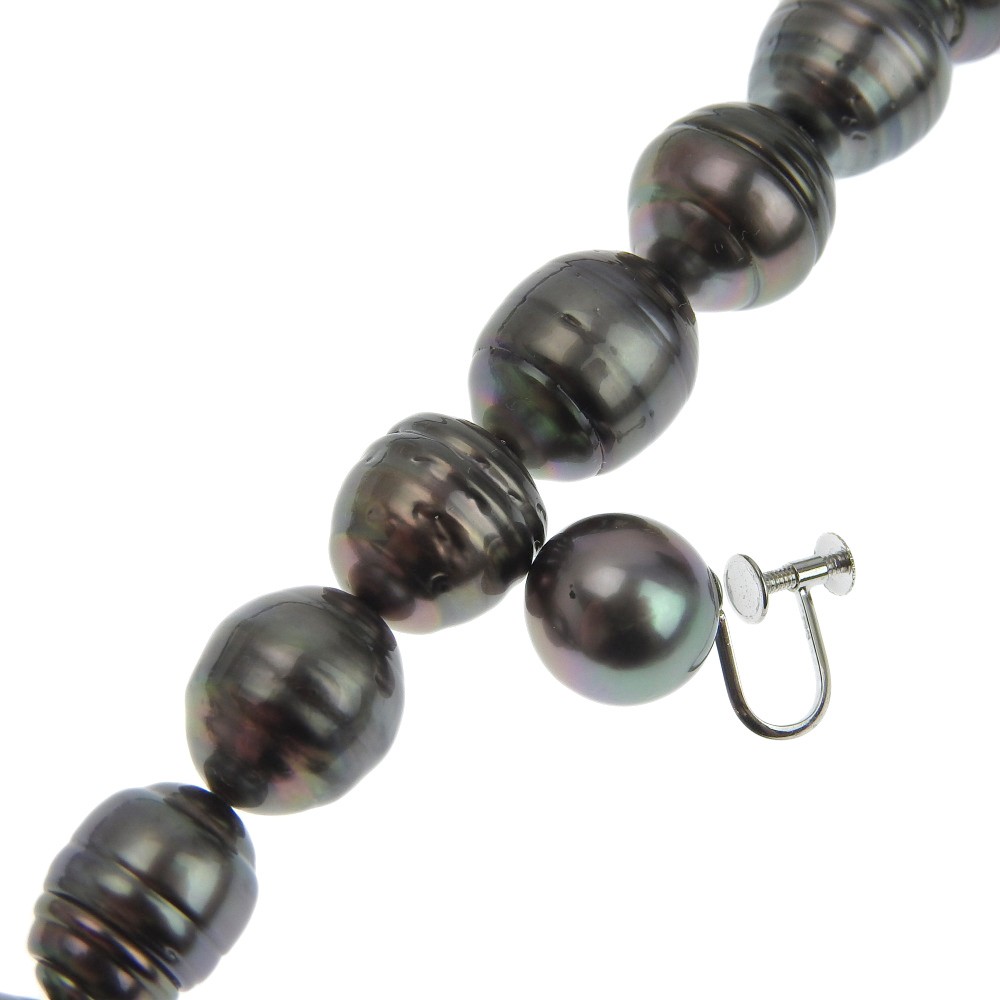 Earring 2-piece set Pearl Necklace8.6-13.1ｍｍ Silver/Black Cultured Pea…