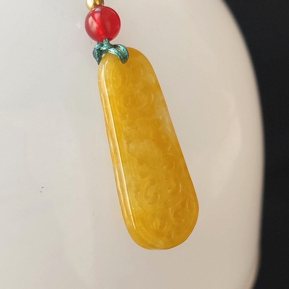 Certified Grade A Ice Yellow Natural Burma Jade jadeite Flower 花开富贵 Pendant