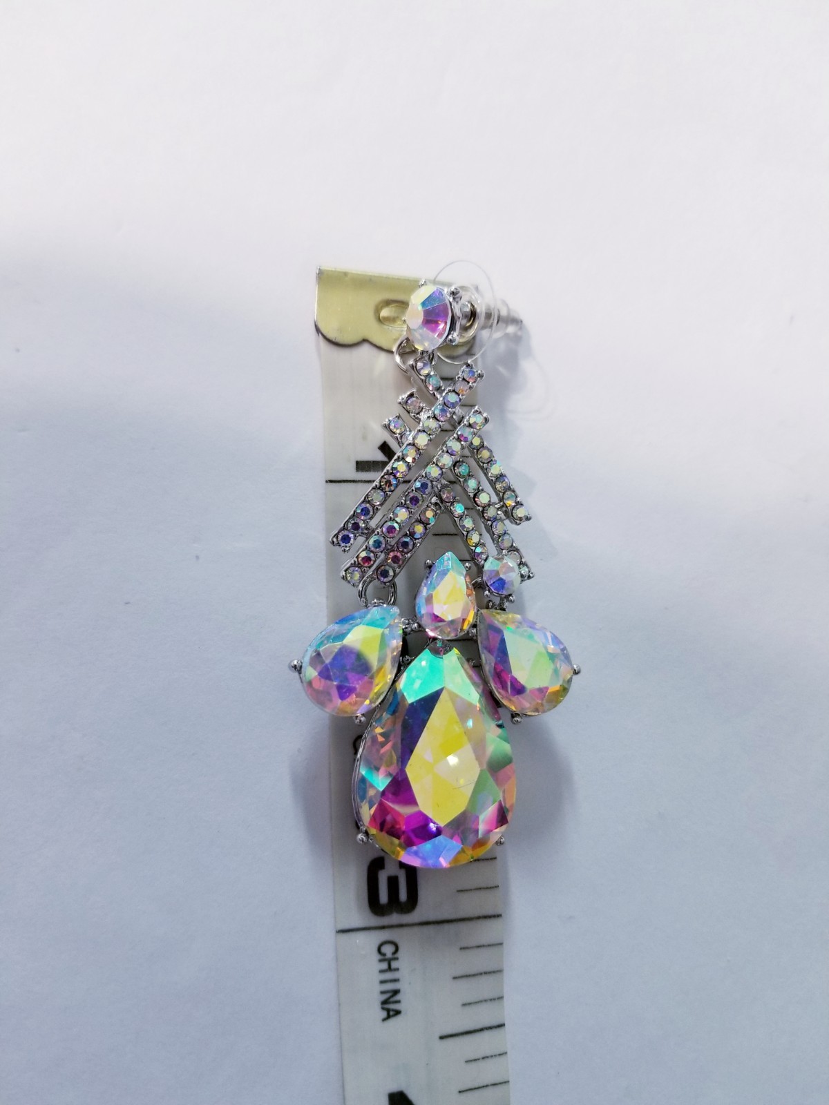 AB Iridescent X Large Necklace Choker Earring Set Rhinestone Crystal Drag