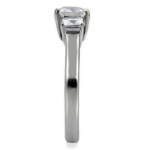 TK058 – High polished (no plating) Stainless Steel Ring with AAA Grade CZ in