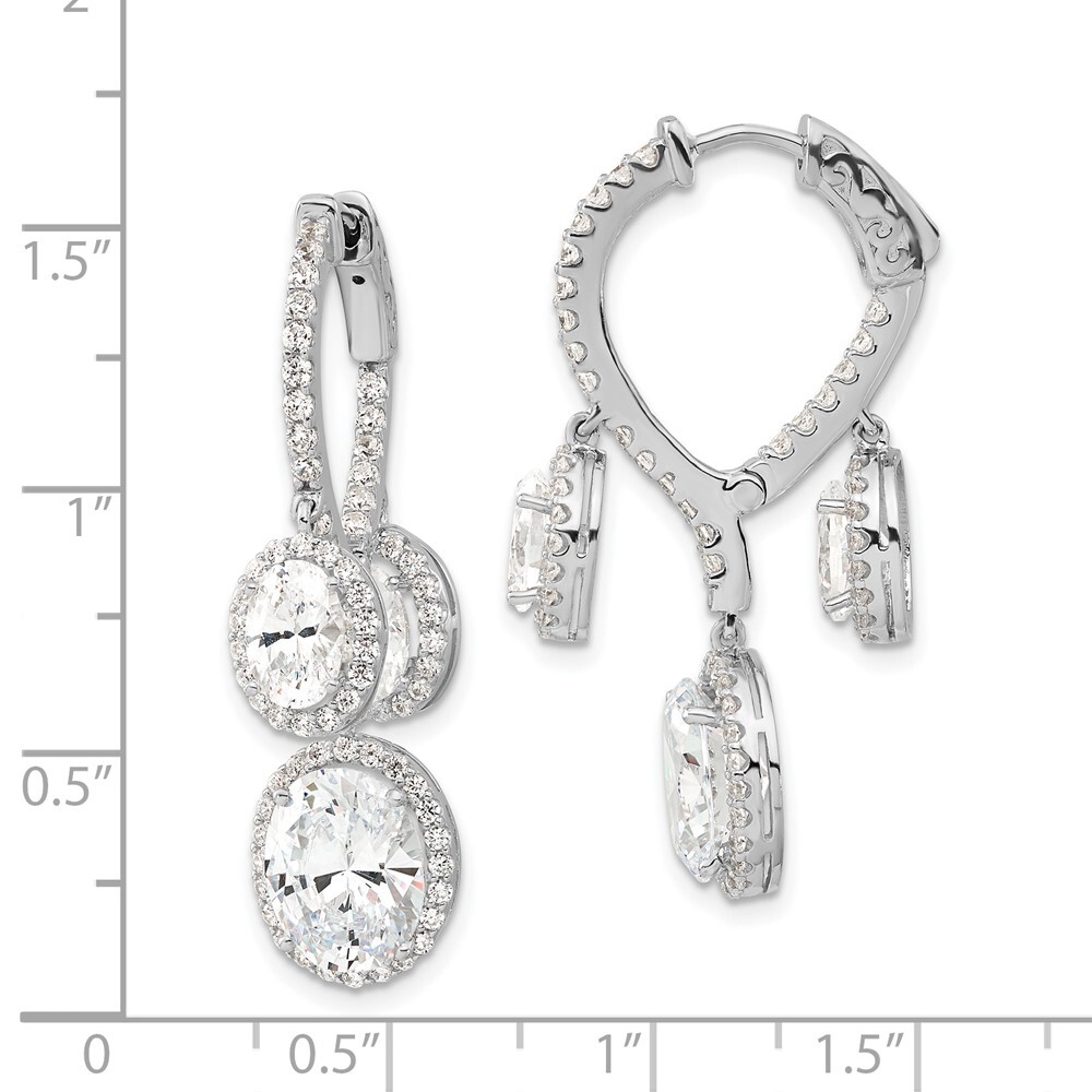 37.75mm Sterling Silver Polished CZ Fancy Dangle In & Out Earrings