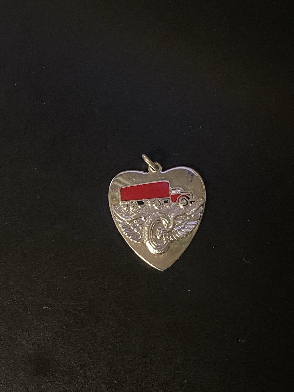 Heart Shape Red Delivery Truck Hauler Chrome Pendant