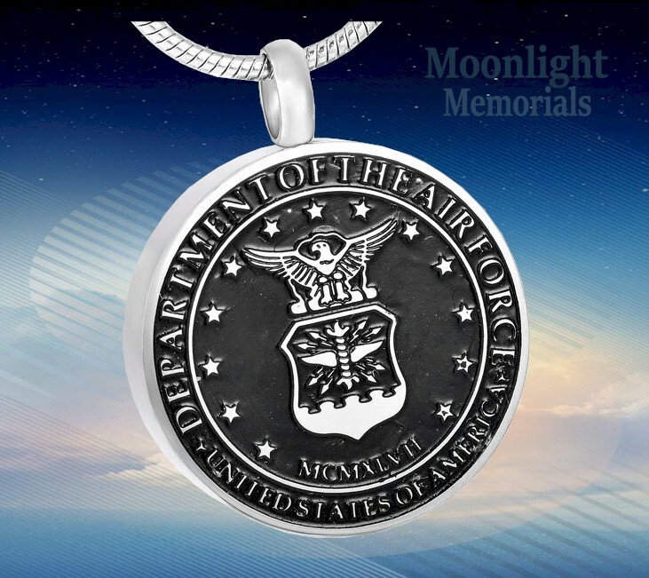New United States Air Force Cremation Urn Keepsake Ashes Memorial Necklace