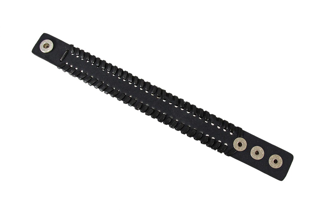 Zeckos Black Vinyl Clear Rhinestone Accented Bracelet Wristband