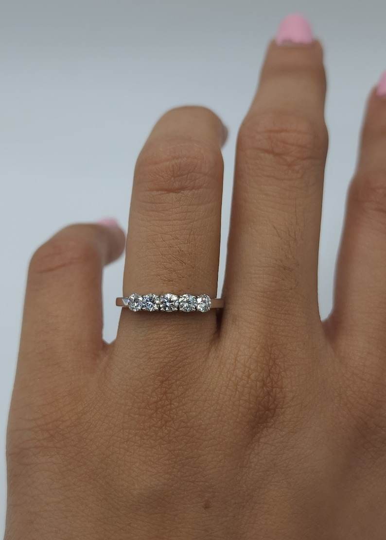 0.50 ct round Cut lab grown Band Wedding Ring 14K white Gold Plated