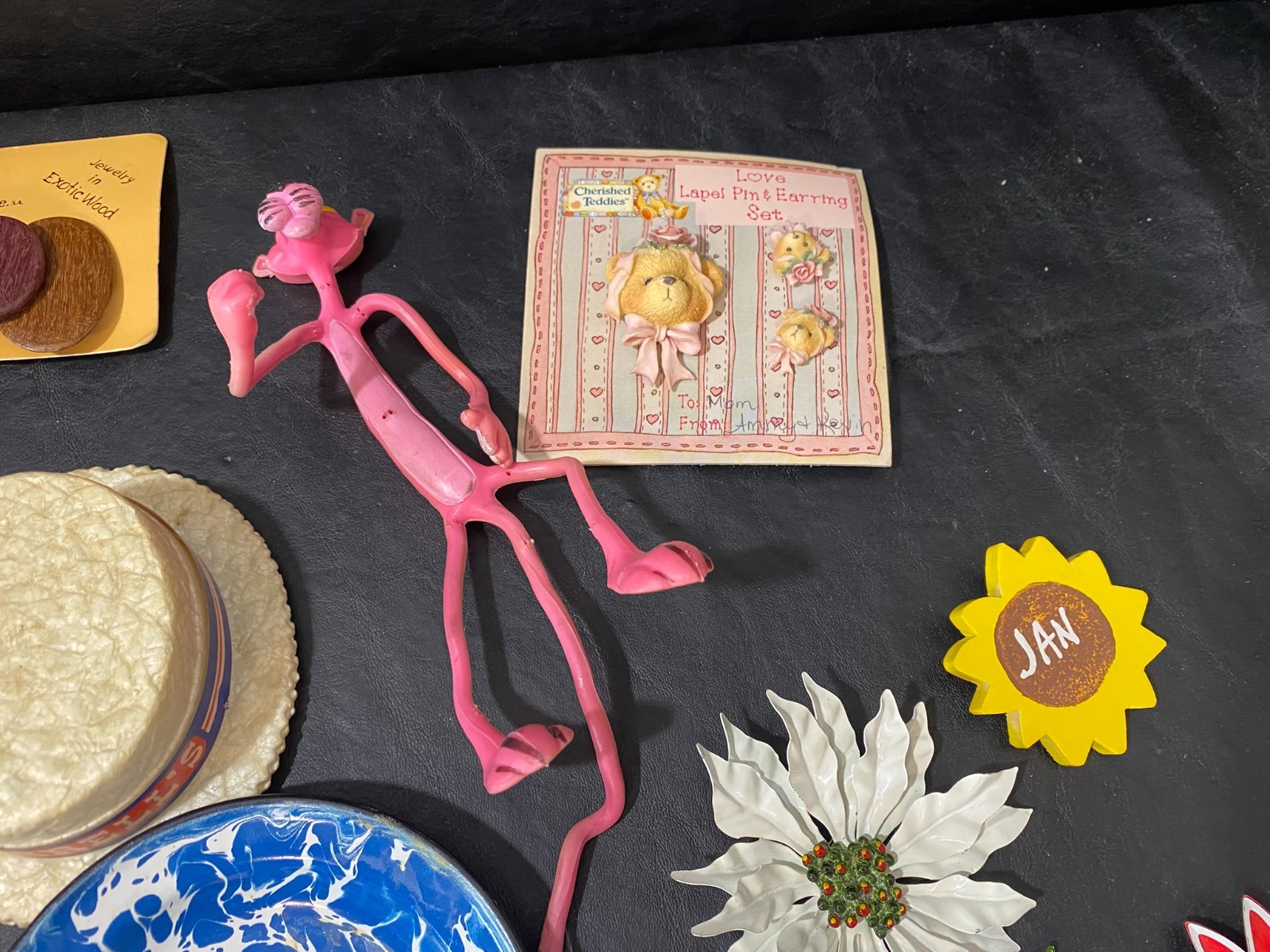 Farrell’s doll hat enamelware plate figures pins brooch teddy bear toy lot