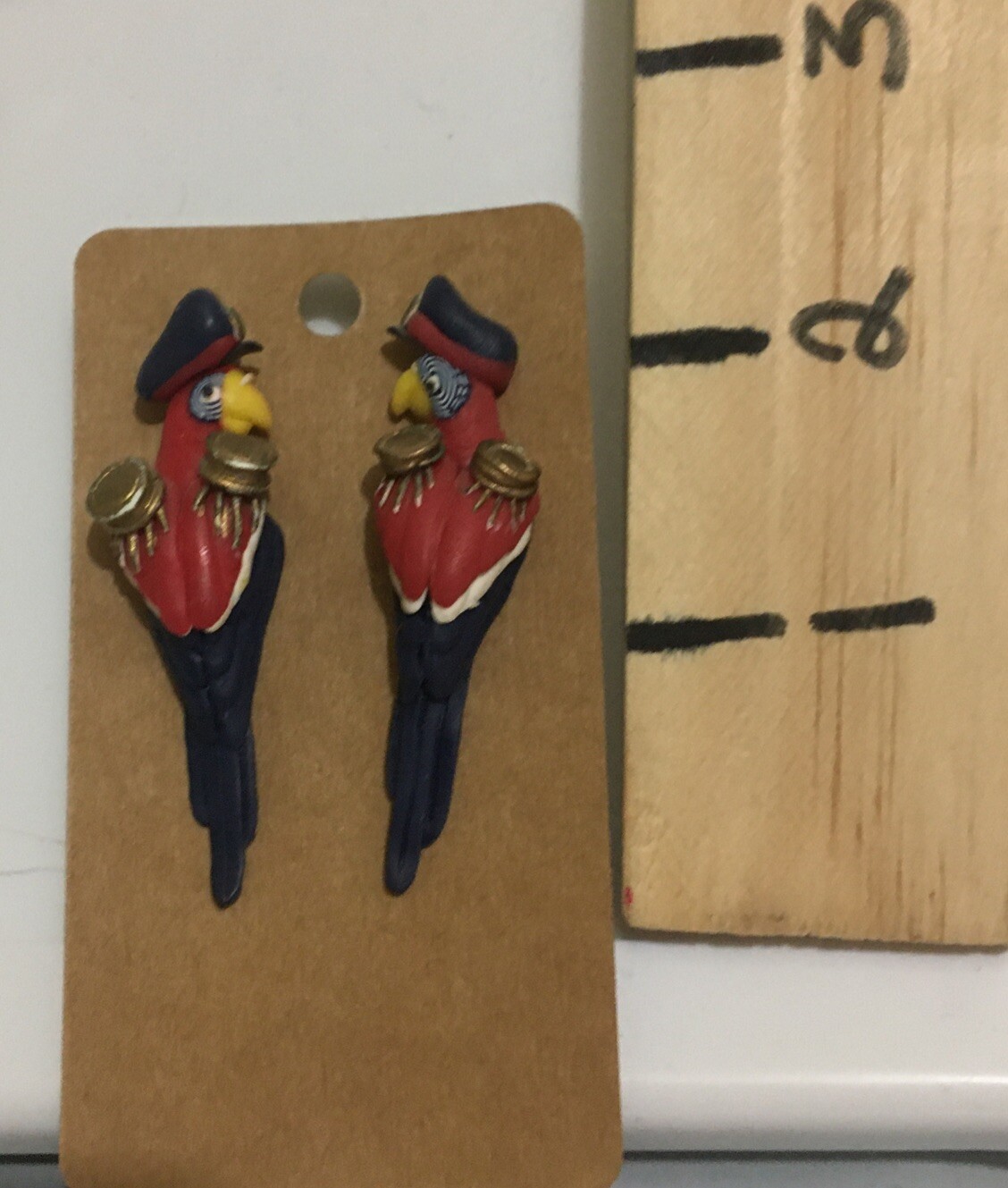 Macaw Parrot Military General Stud Earrings