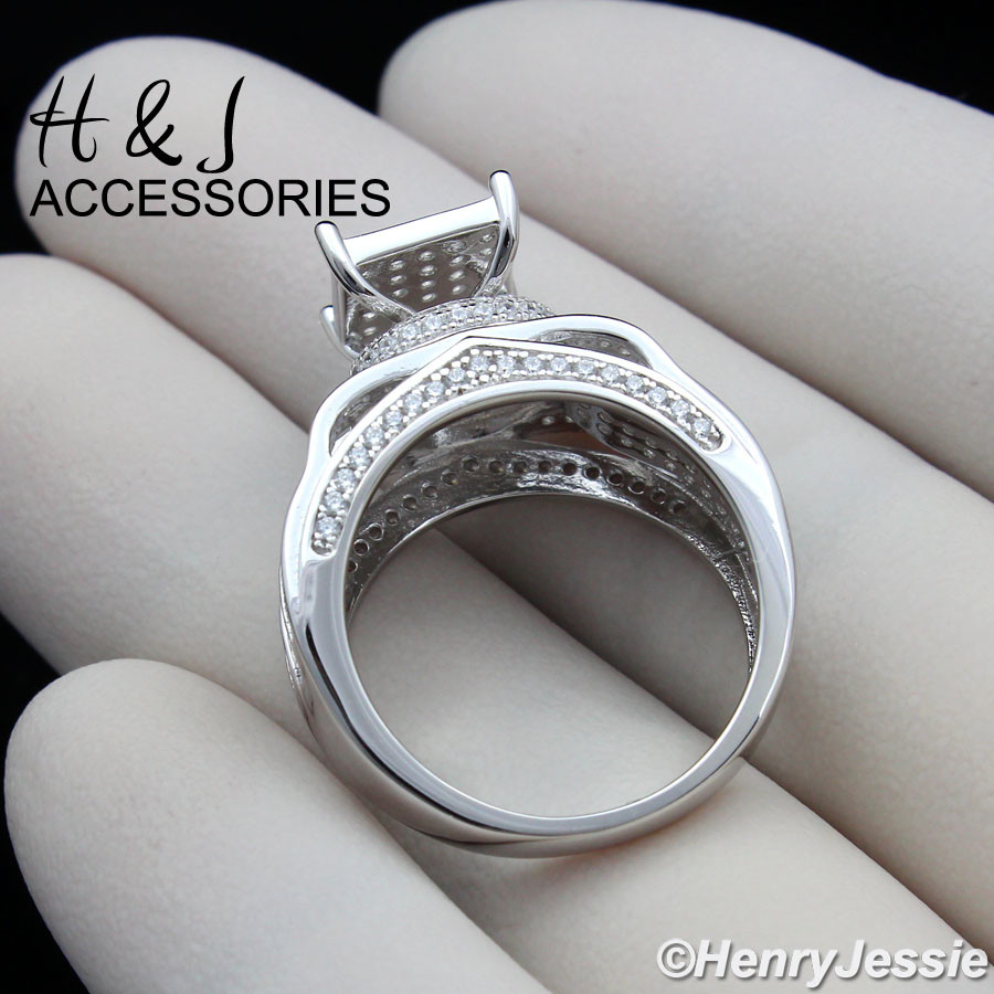 WOMEN 925 STERLING SILVER BLING CZ 8MM SQUARE ENGAGEMENT WEDDING RING*S86