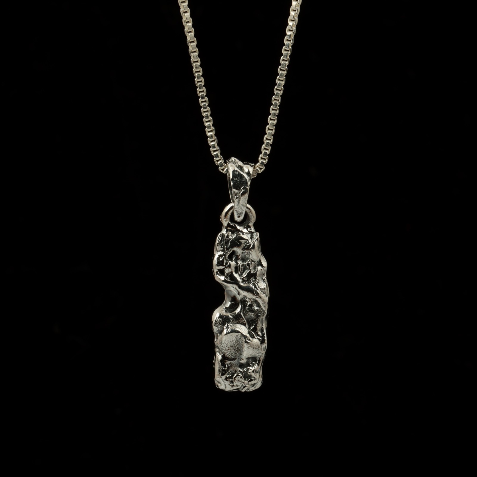 Brutalist Molten Lava Abstract Pendant in Oxidized 925 Sterling Silver Jewelry