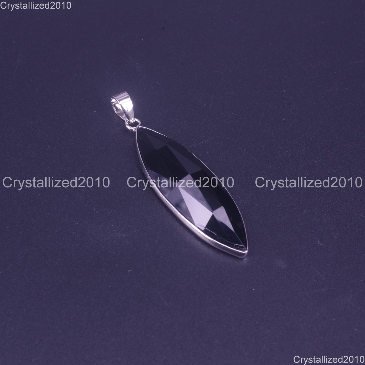 Natural Gemstones Amethyst Crystal Fluorite Navette Healing Reiki Chakra Pendant