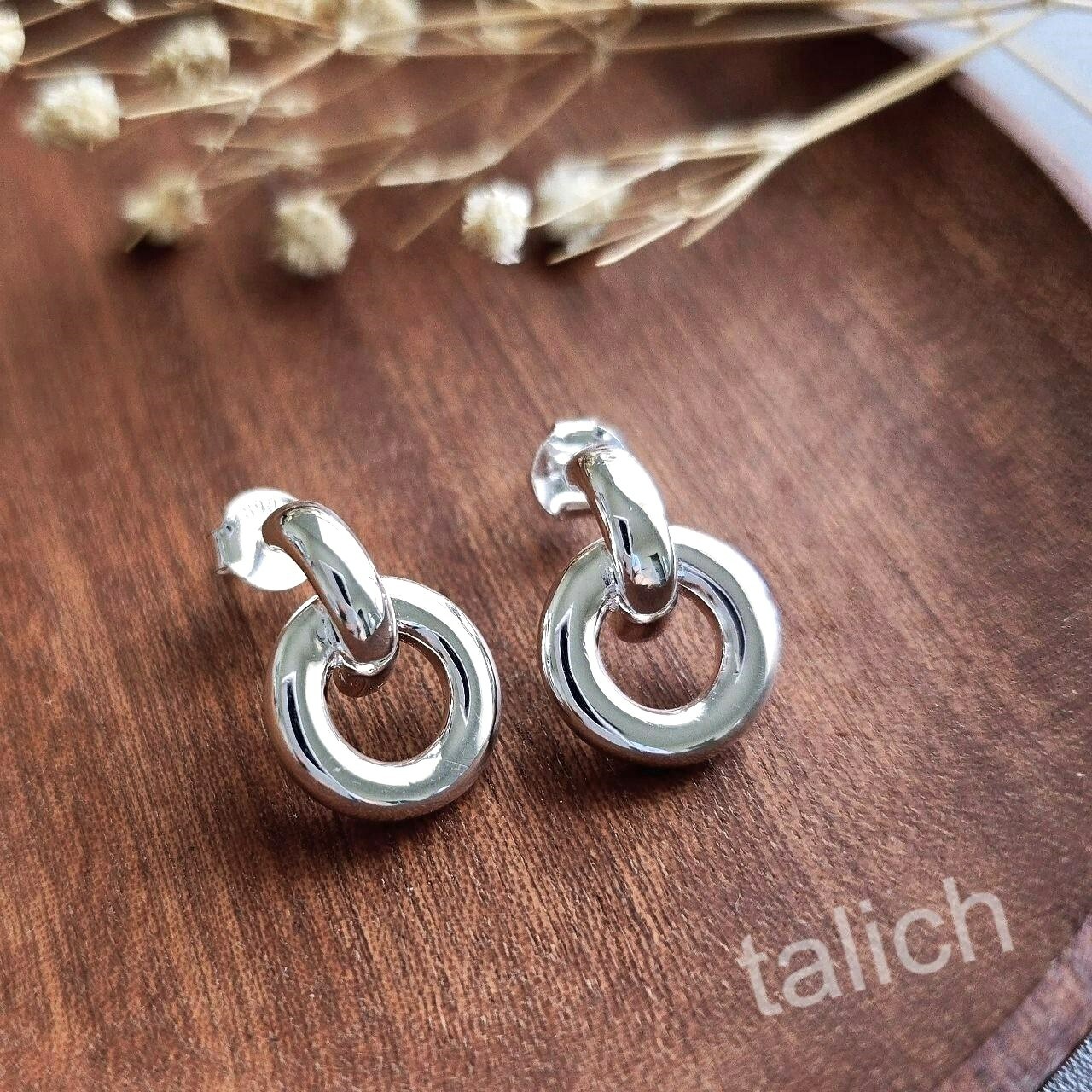 Polished Shiny Solid 925 Sterling Silver Small Circle Hoop Earrings Minimal Chic