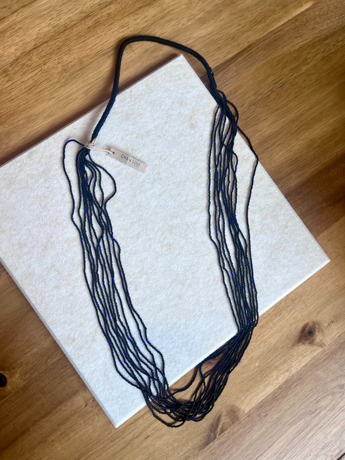 NWT Chan Luu multi-strand black and blue seed bead necklace