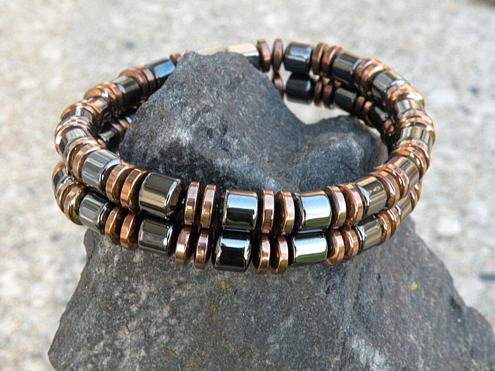 Magnetic Hematite Anklet BLACK n COPPER 2 Row #1 Seller