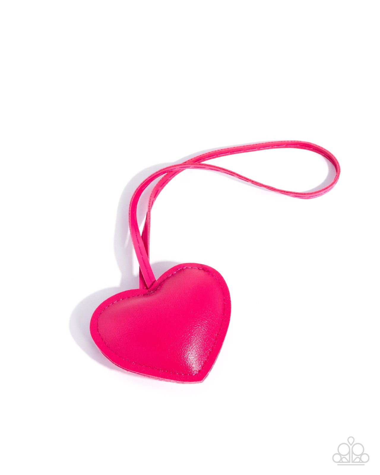 Paparazzi Loveable Color – Pink – PinkLeather Heart – Leather Loop Bag Charm