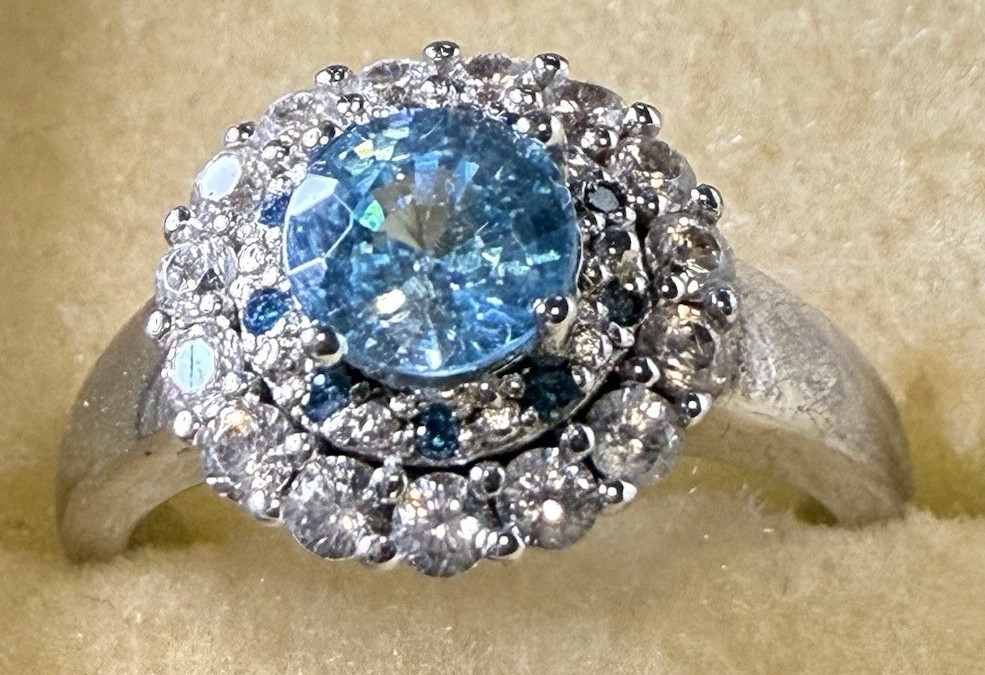 BBJ Bangkok Ratnaraj JTV 925 Sterling Silver Light Blue Aquamarine Ring SZ 6 3/4