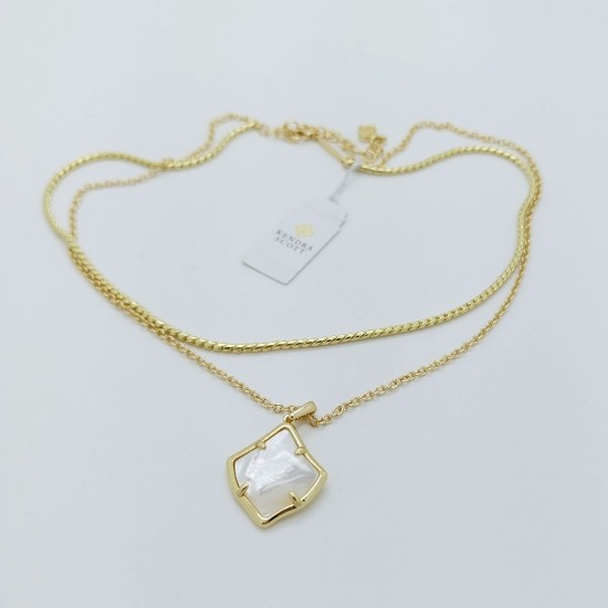 New Kendra Scott Joelle Gold Multi Strand Necklace in Ivory Pearl