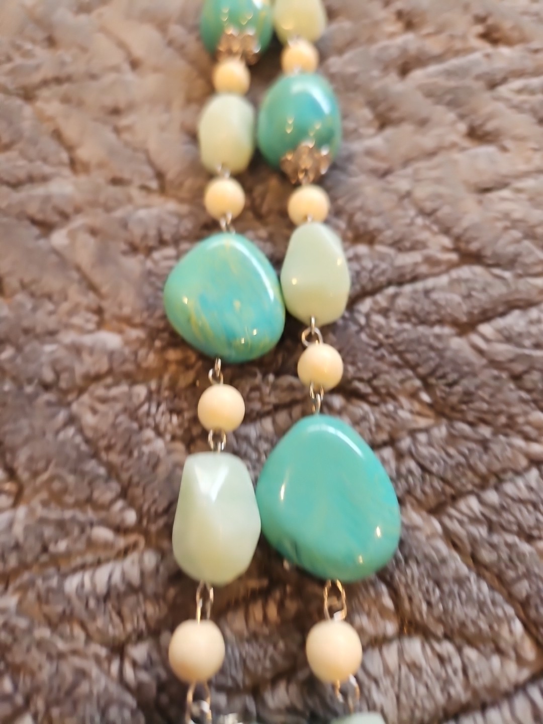 Andante Lead Free Necklace & Earrings Set NEW Turquoise & White / Silvertone