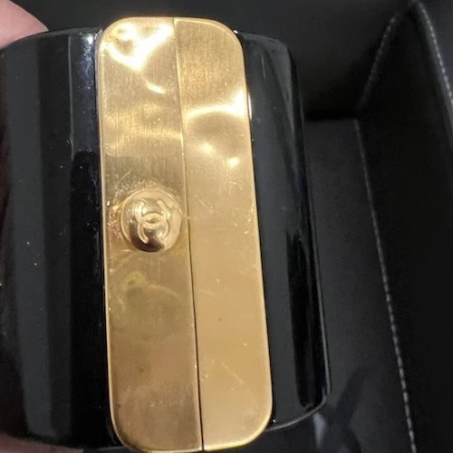 CHANEL Black Cuff Bracelet Gold Plated CHANEL PARIS 6.5″ – 7″ONLY SERIOUS BUYER