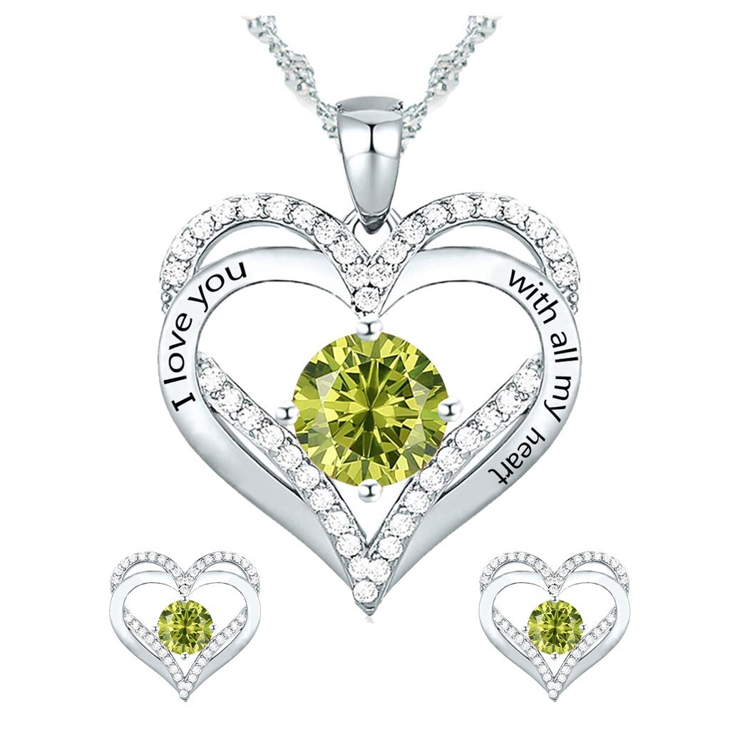 925 Silver Birthstone Necklace/Gift for Wife /Gift for Girlfriend –Free Earrings