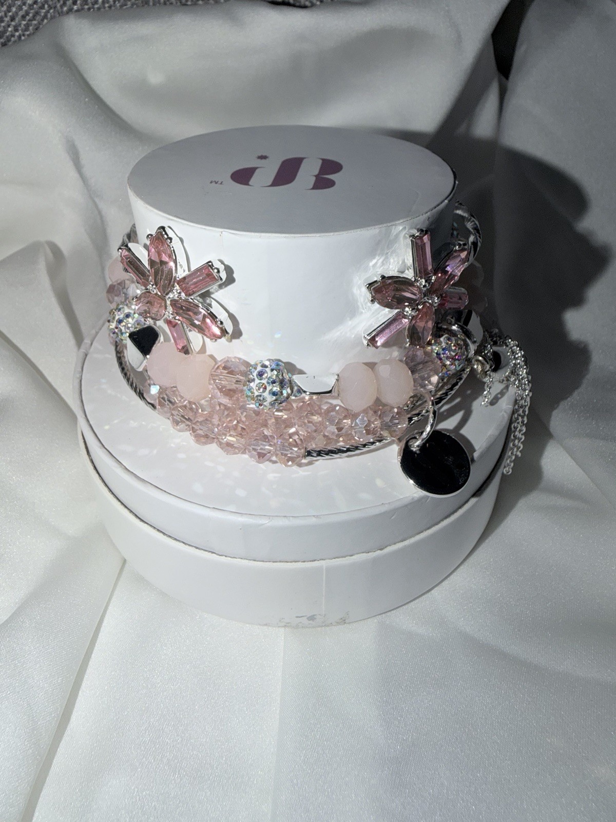BP Bracelet Stack Confetti Dreams Pink & Silver Tone Stackable