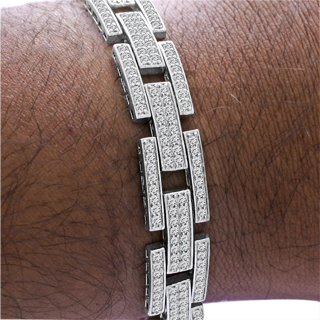 7.00Ct Men’s Bracelet Cubic Zirconia 900 Sterling Silver Pave Set 8.00″