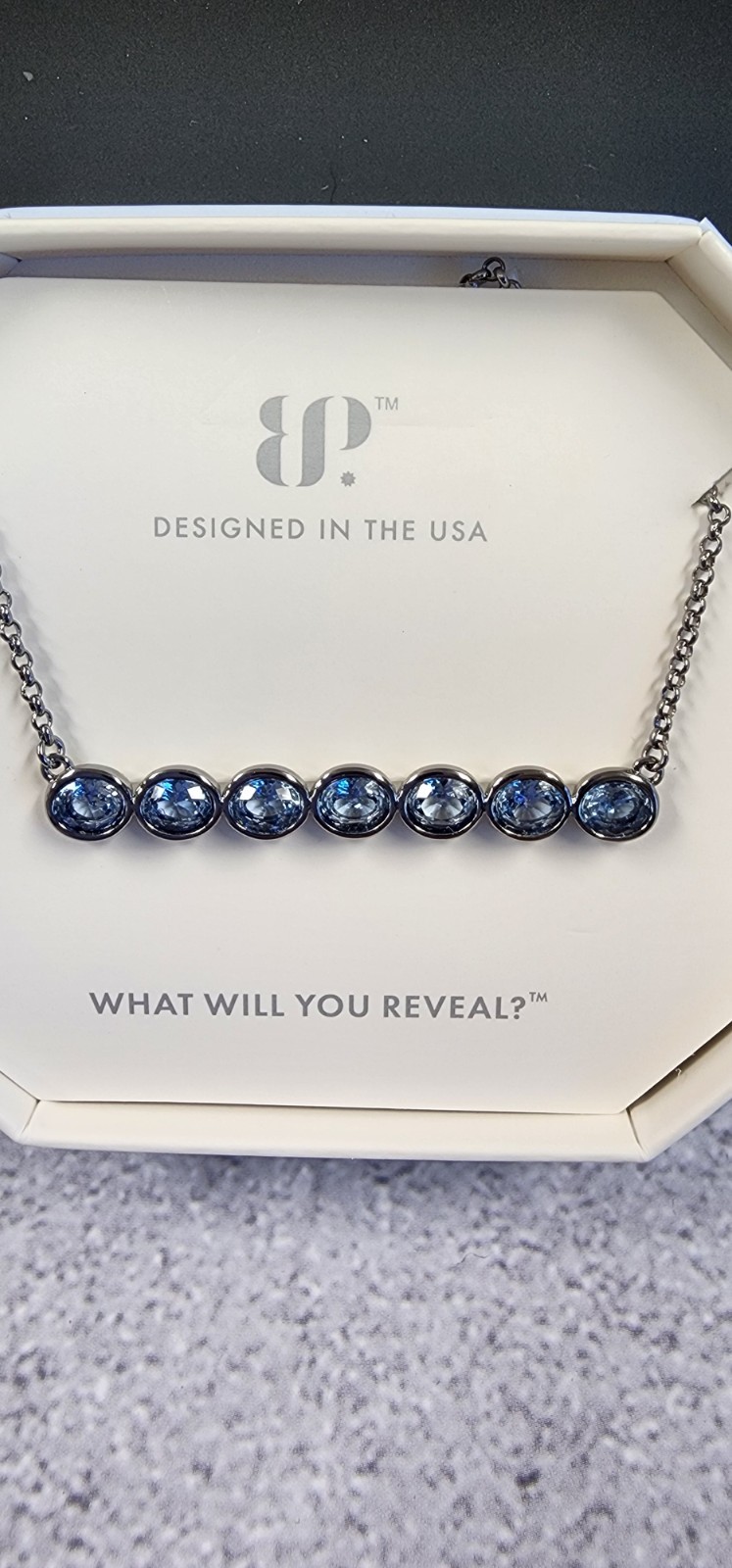 Bomb Party OG Necklace “The trace that sparked” Aqua CZ on Hematite Plating
