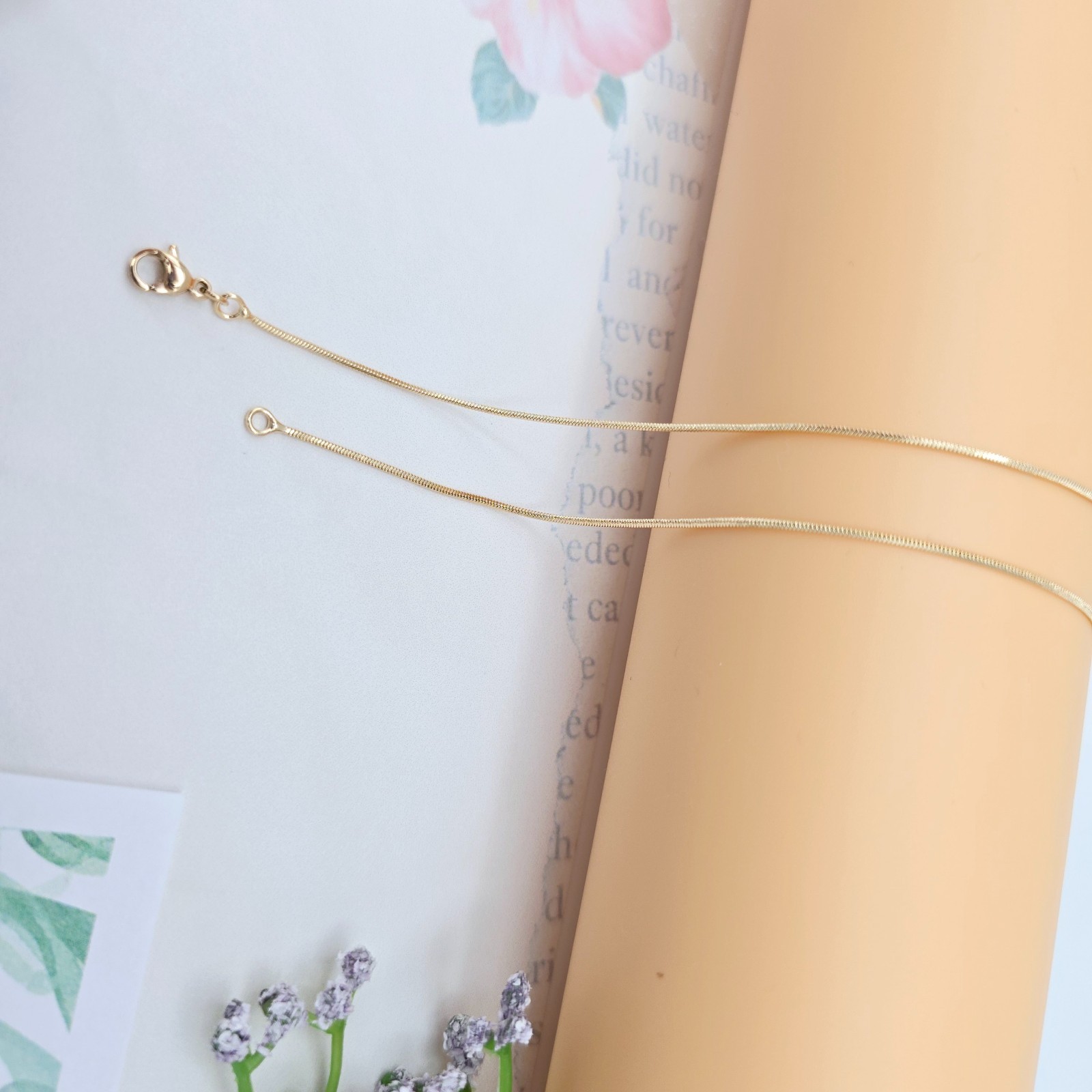 Flat Snake Chain Necklace for Women – 45cm , XPNL0047 Minimalist Rose Gold