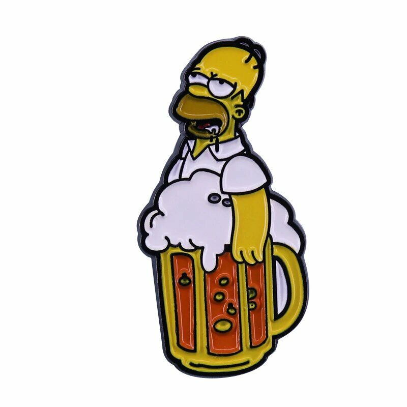 The Simpsons Homer Simpson in Beer Mug Enamel Metal Pin
