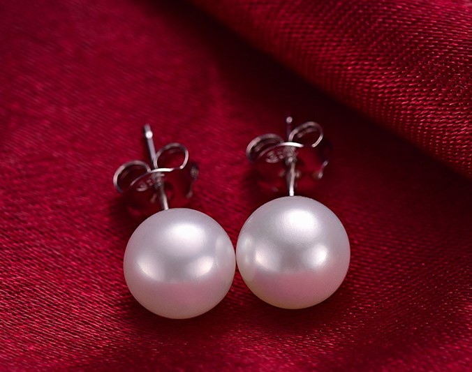 Sterling Silver 4/5/6/8/10mm Natural Sea Shell Pearl Stud Post Earrings Gift Box